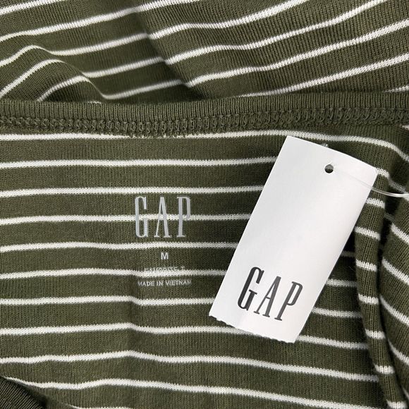 Gap‎ Shirt Women Medium Green White Stripe T-Shirt Everyday Basic Casual Minimal - Picture 7 of 8